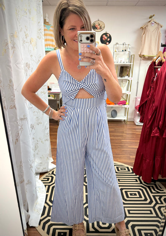 Stripe Cutout Jumpsuit