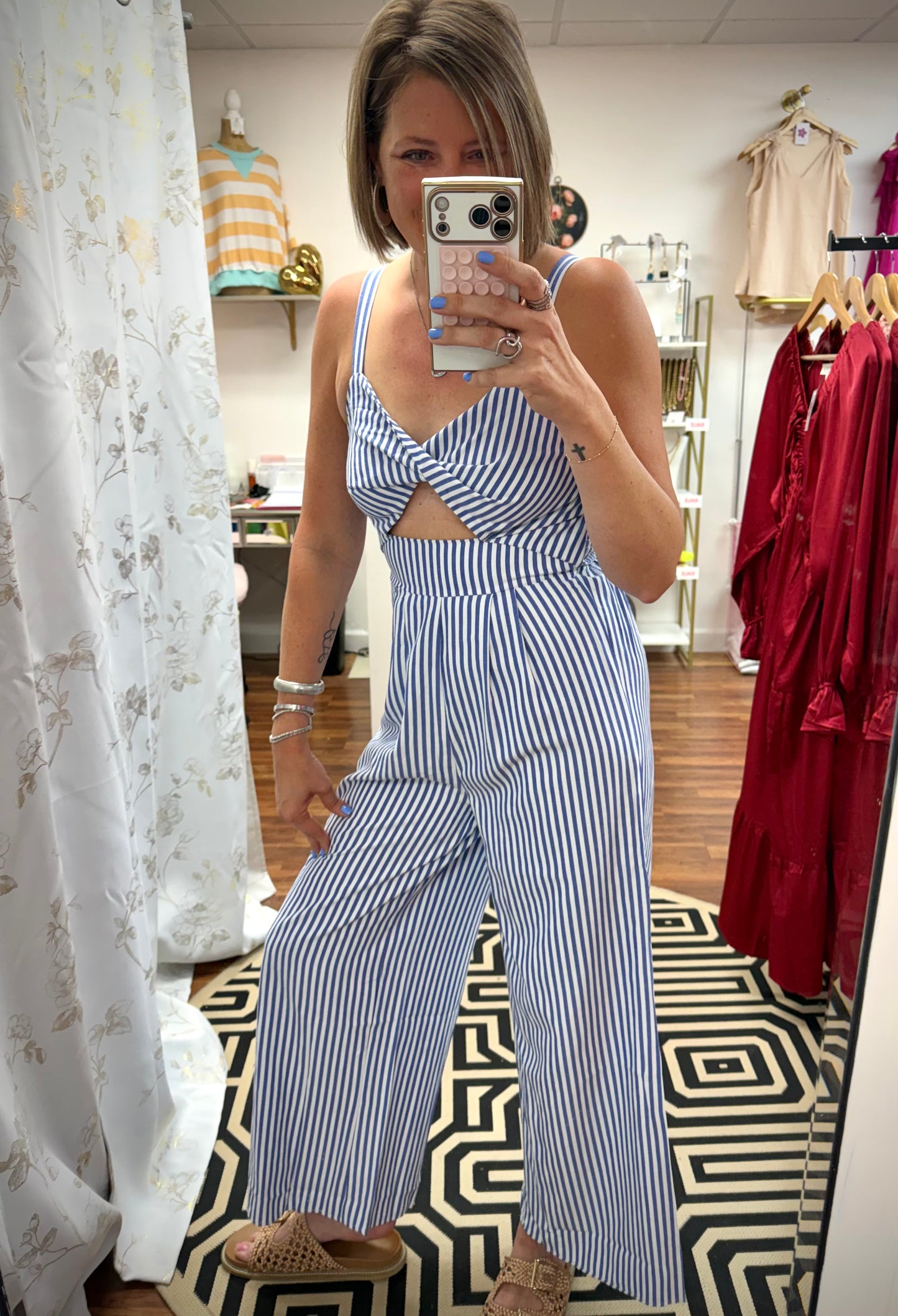 Stripe Cutout Jumpsuit