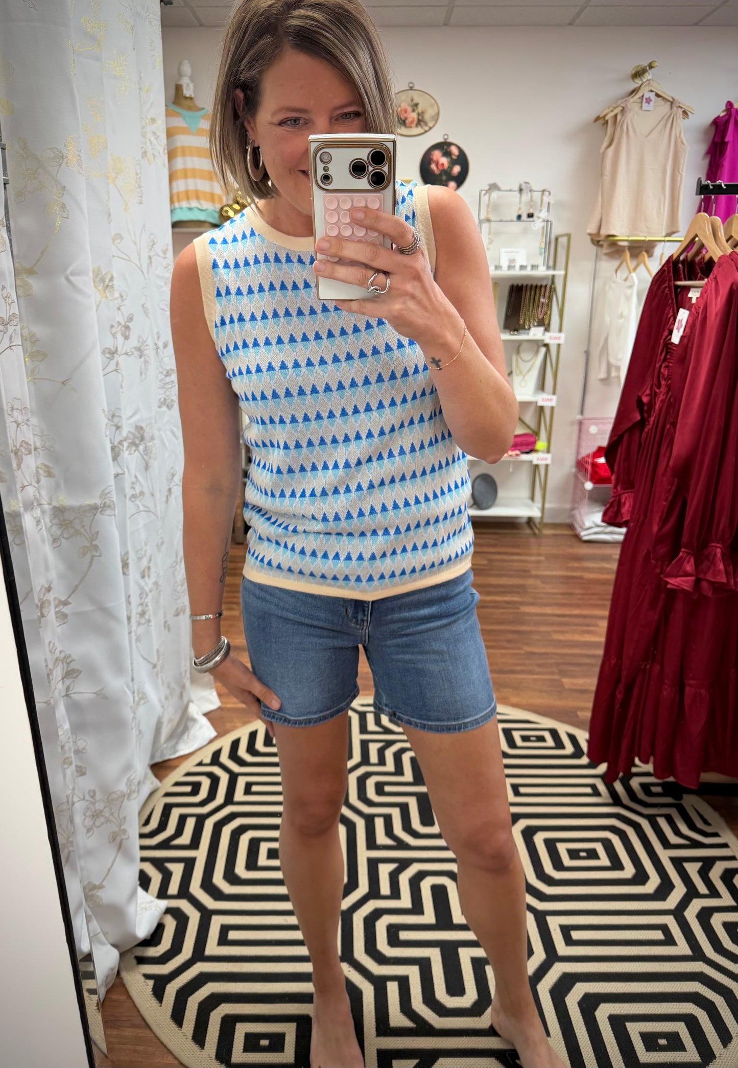 Blue Geo Tank Top