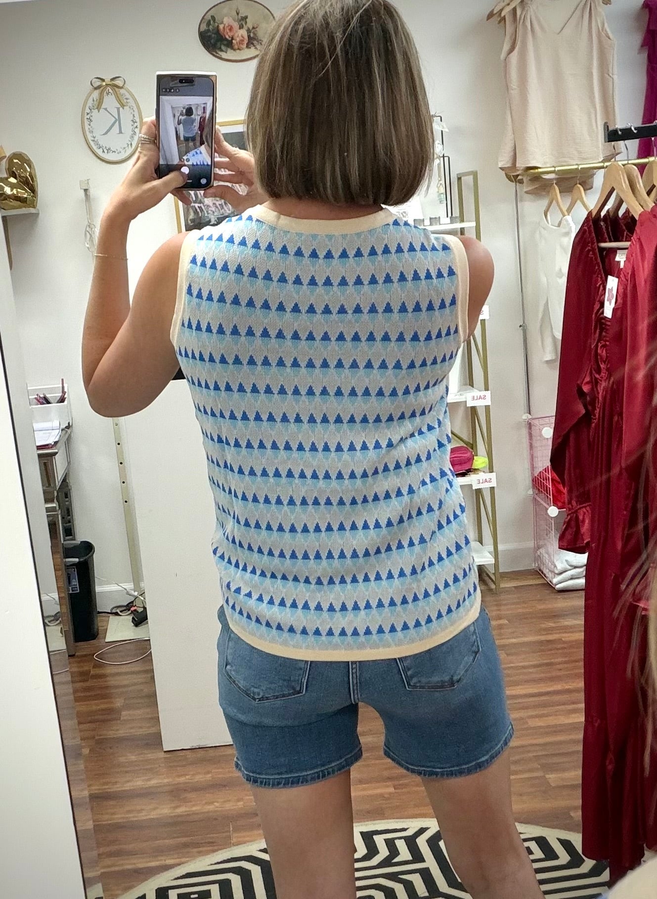 Blue Geo Tank Top