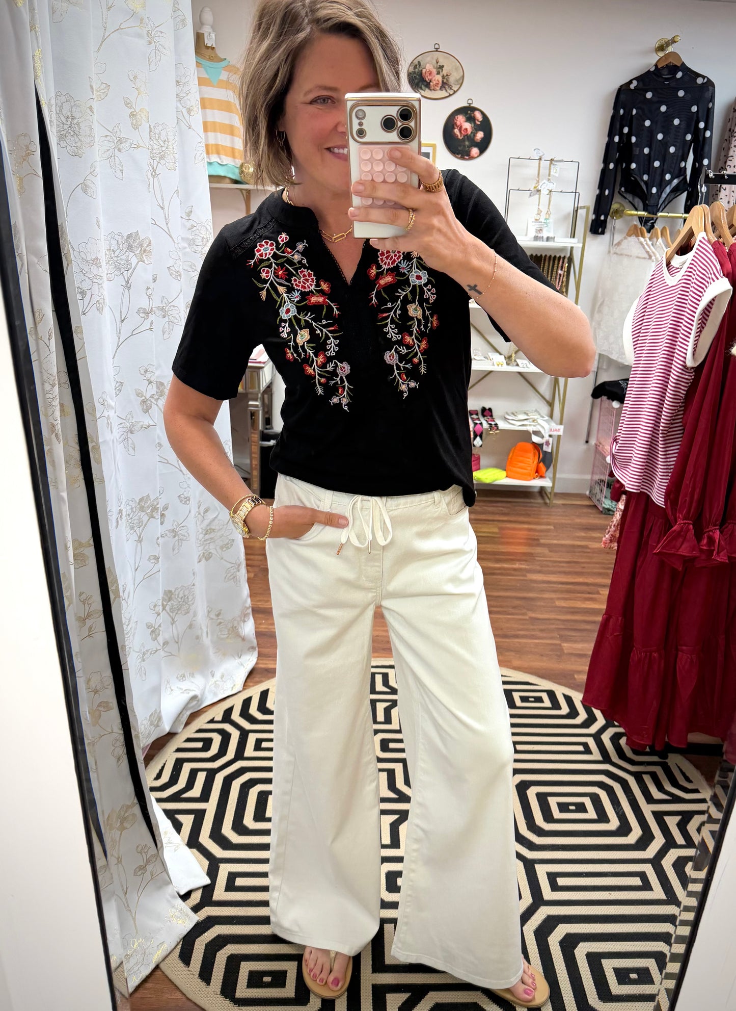 Floral Stitching Top