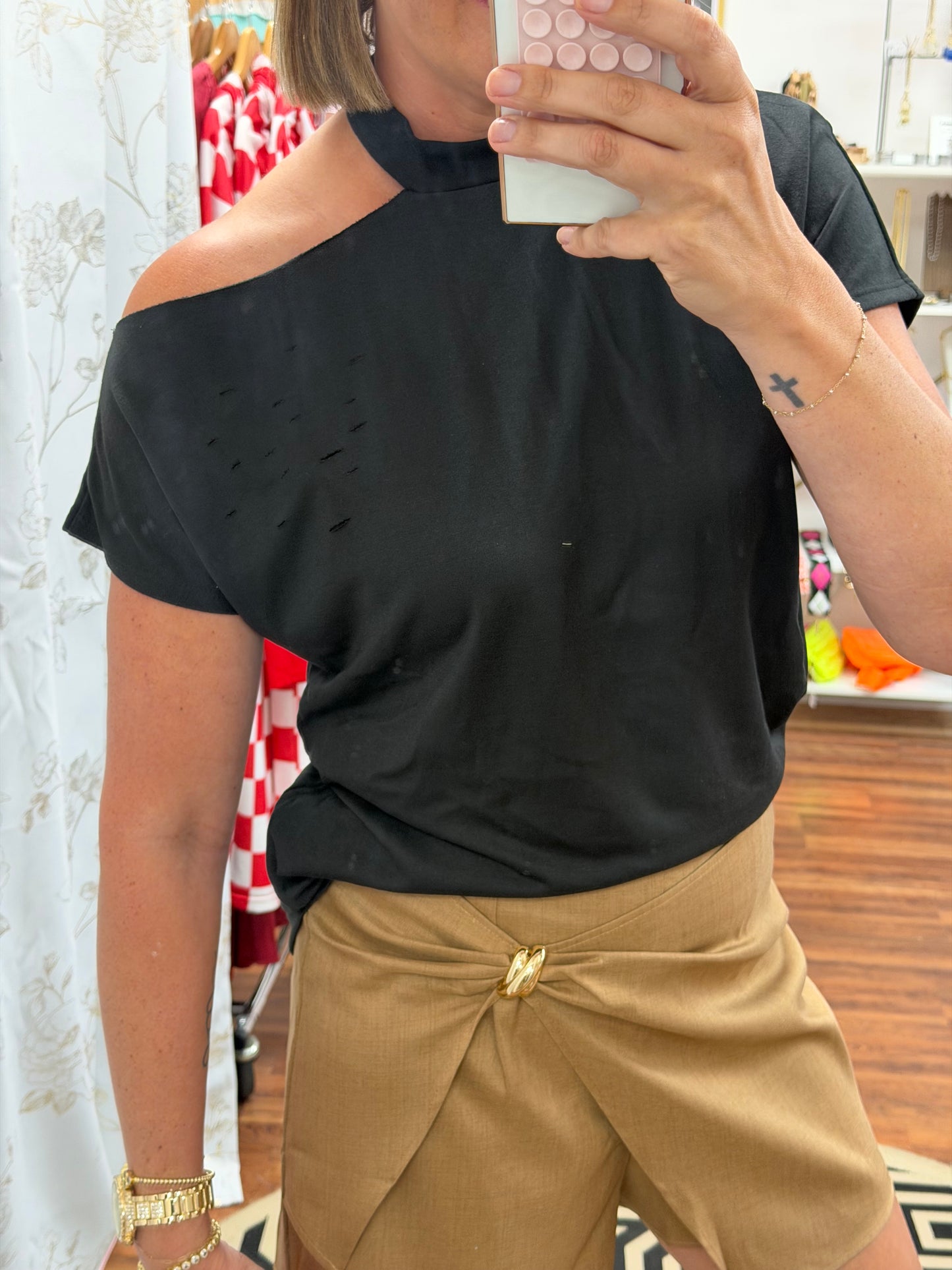 Ripped Shoulder Top