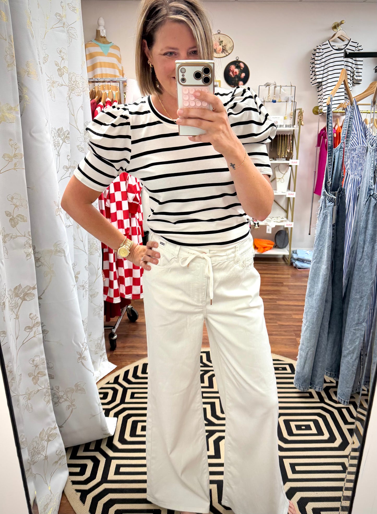 Stripe Puff Sleeve Top