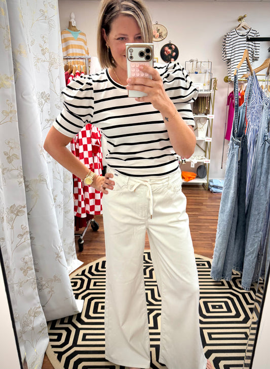 Stripe Puff Sleeve Top