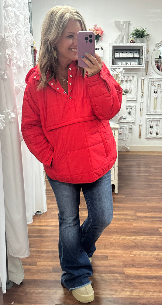 Peyton Puffer Jacket in Red
