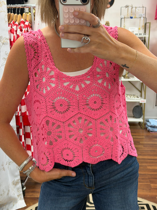 Bubblegum Pink Crochet Top