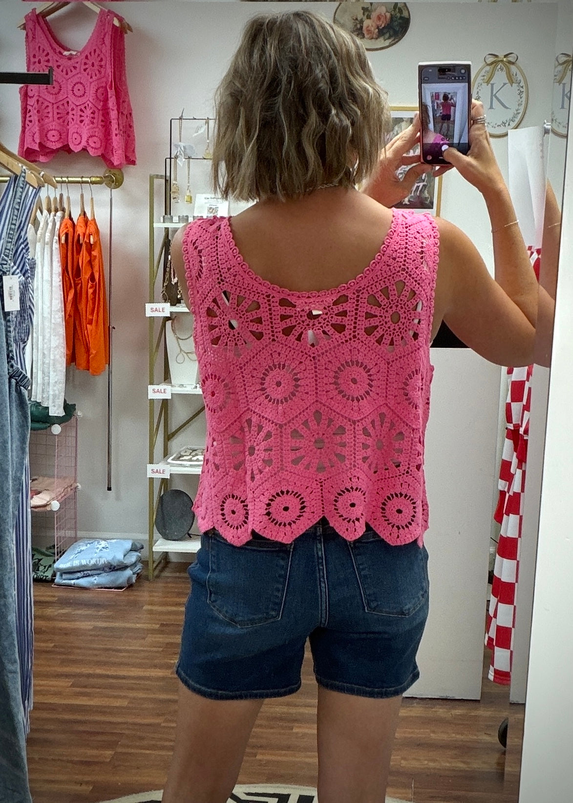 Bubblegum Pink Crochet Top