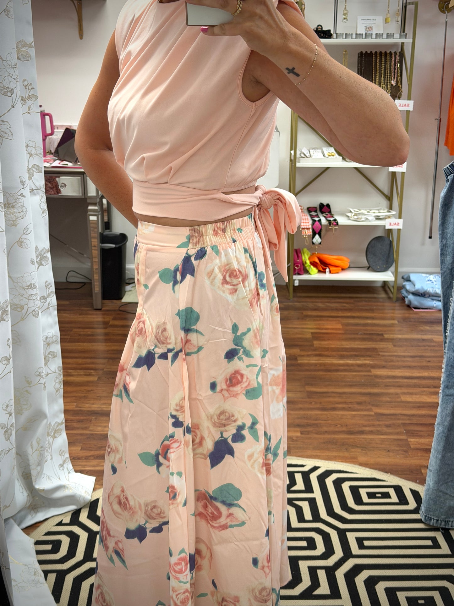 Pink 2 Piece Skirt Set