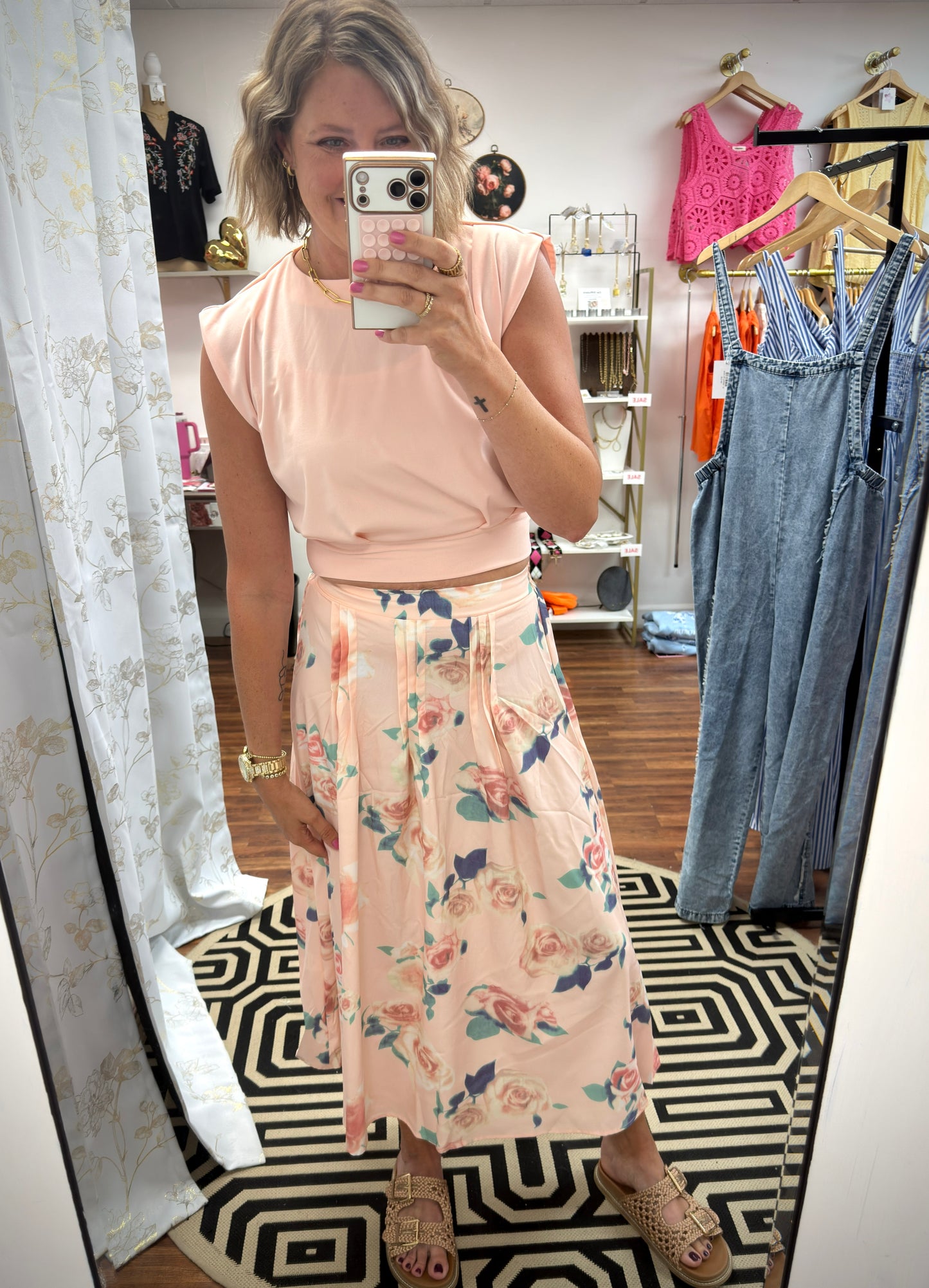 Pink 2 Piece Skirt Set