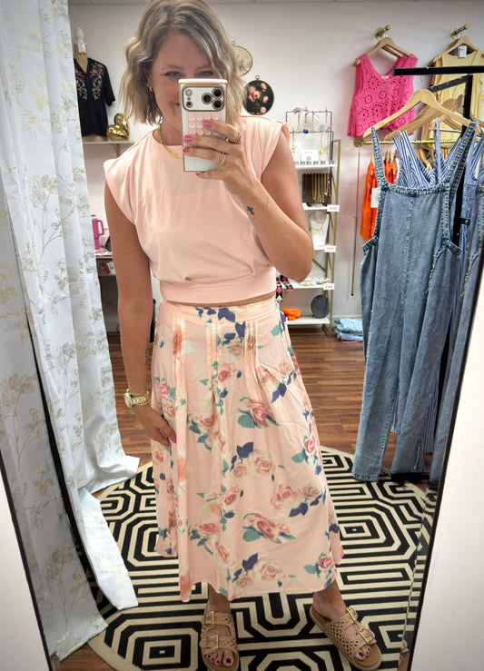 Pink 2 Piece Skirt Set