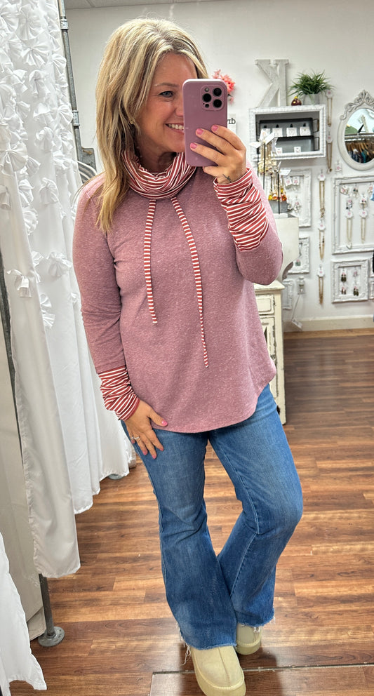 Mauve Melody Striped Accent Top