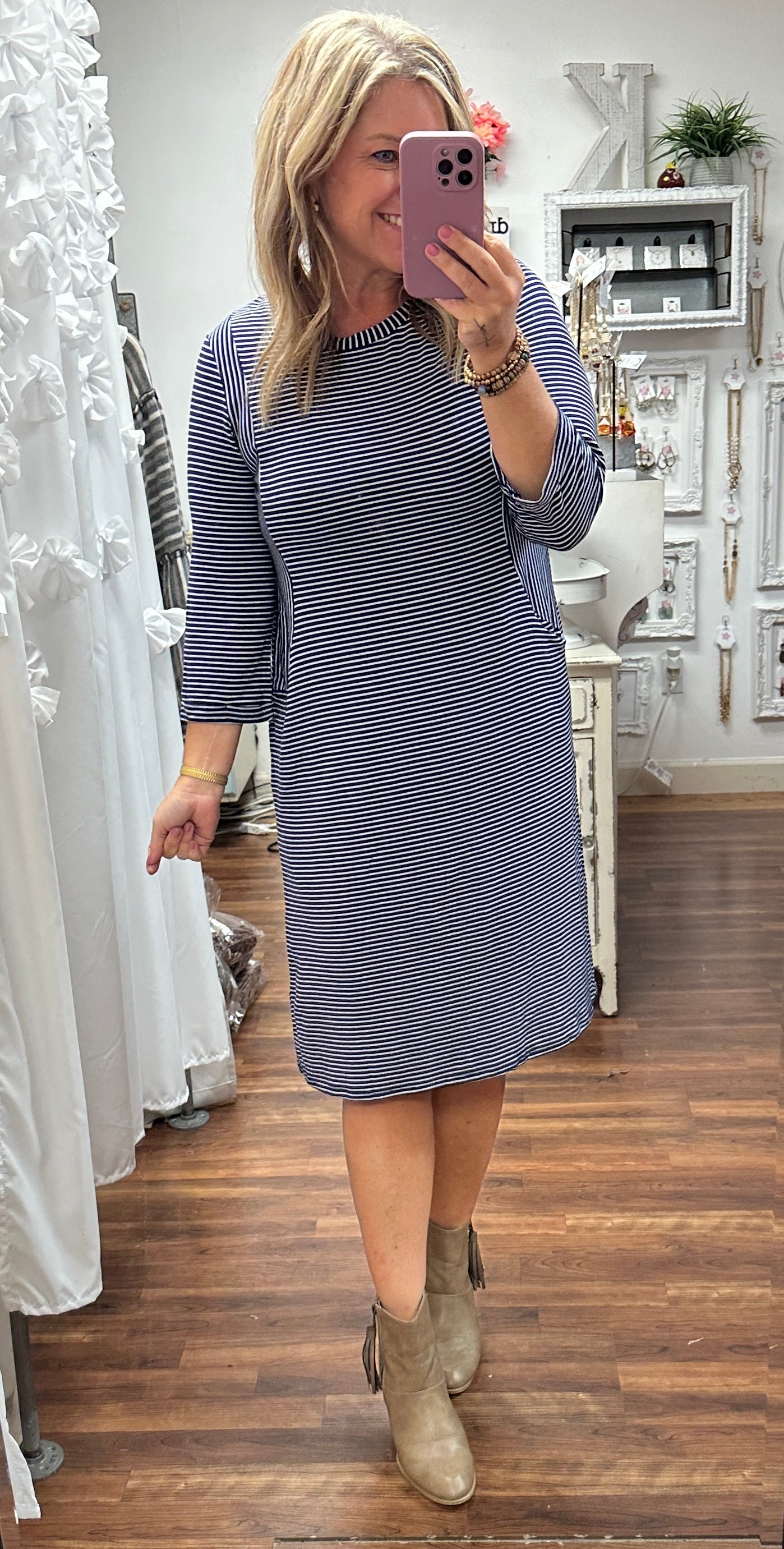 Harbor Breeze Pinstripe Pocket Dress