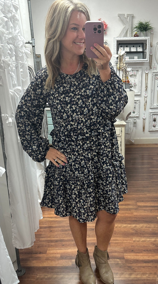 Midnight Petals Babydoll Dress