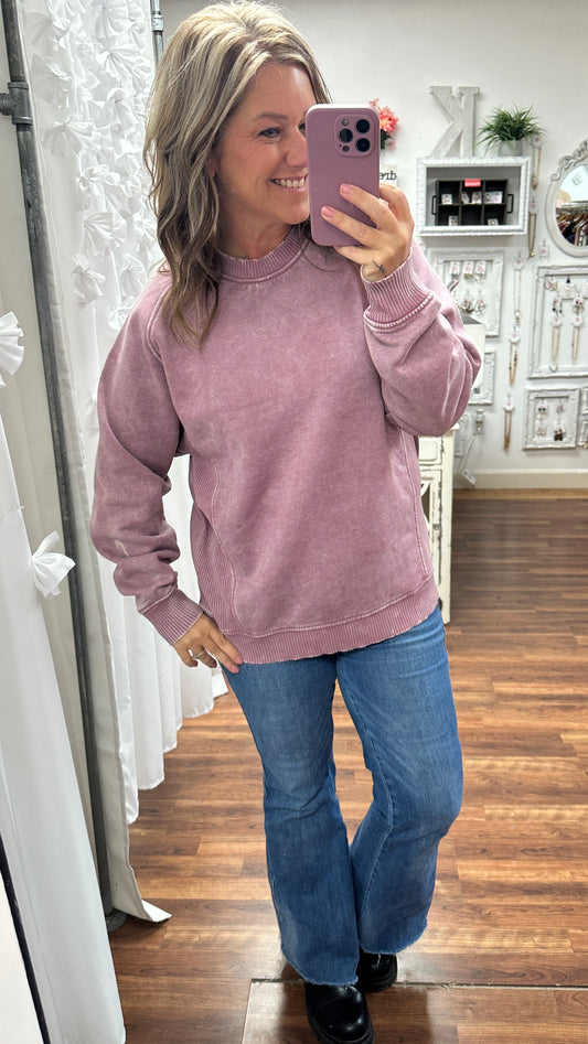 Blush Bloom Ribbed Sweatshirt