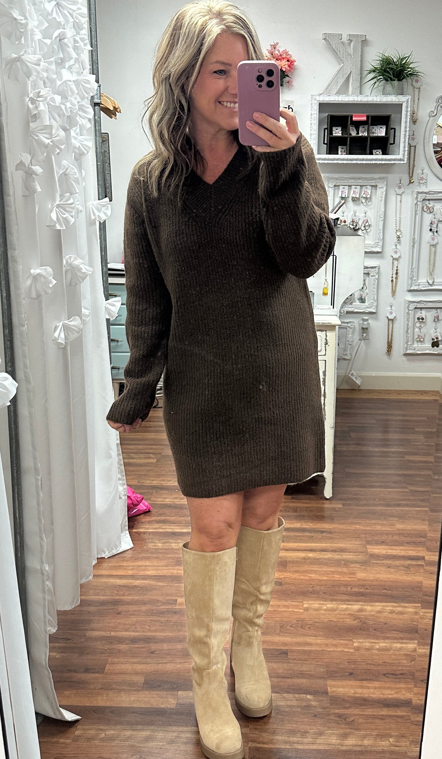Cocoa Comfort Sweater Dress