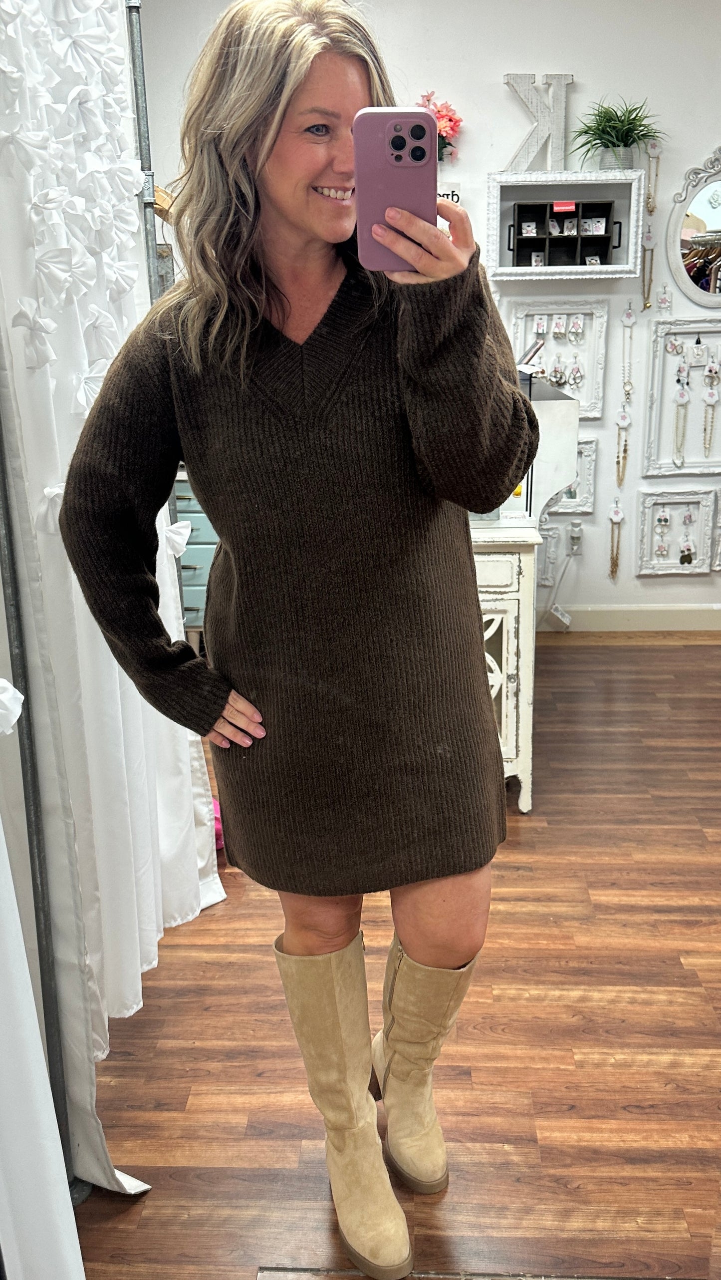 Cocoa Comfort Sweater Dress