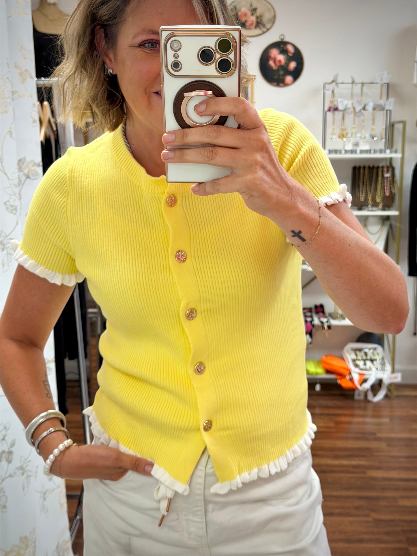 Yellow Frill Detail Sweater