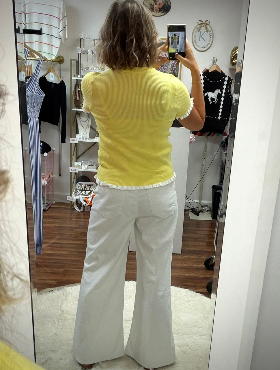 Yellow Frill Detail Sweater