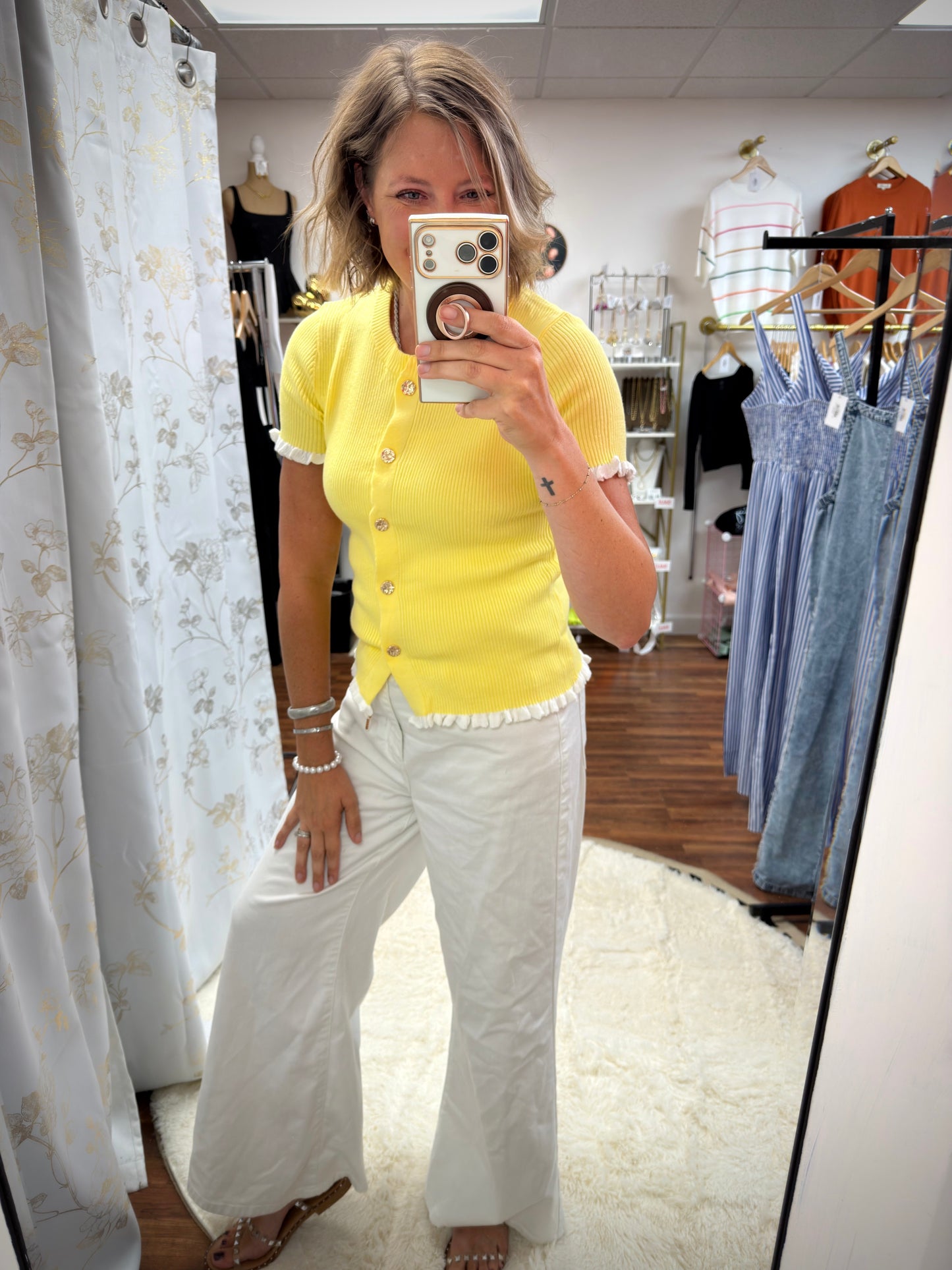 Yellow Frill Detail Sweater