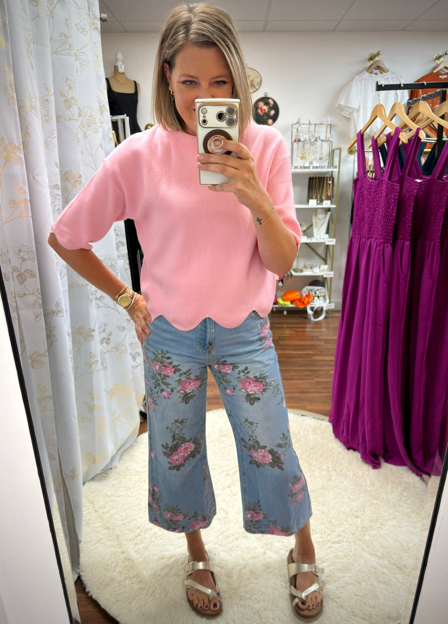 Floral Print Jeans