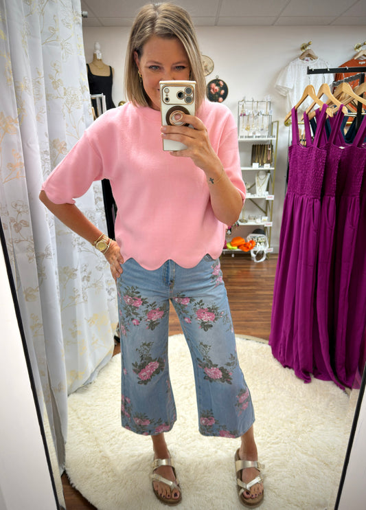 Floral Print Jeans
