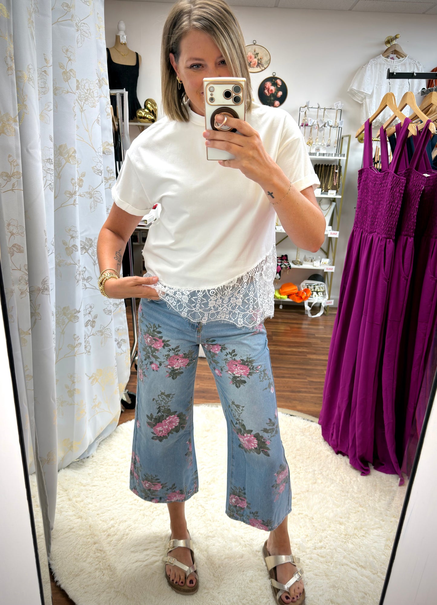 Floral Print Jeans