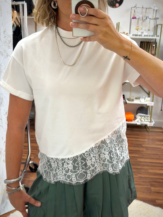 Asymmetric Lace Tee
