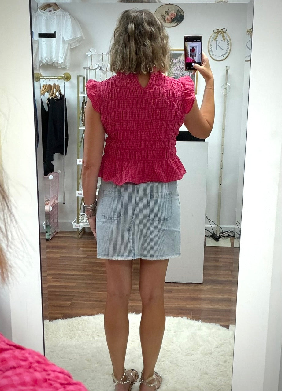 Pinstripe Denim Skirt