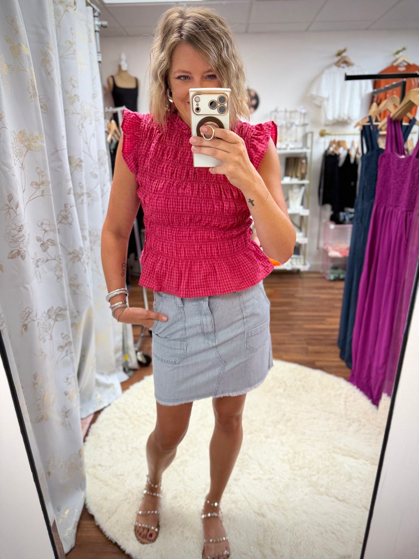 Pinstripe Denim Skirt