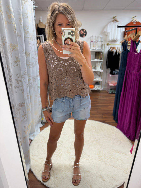 Mocha Crochet Top