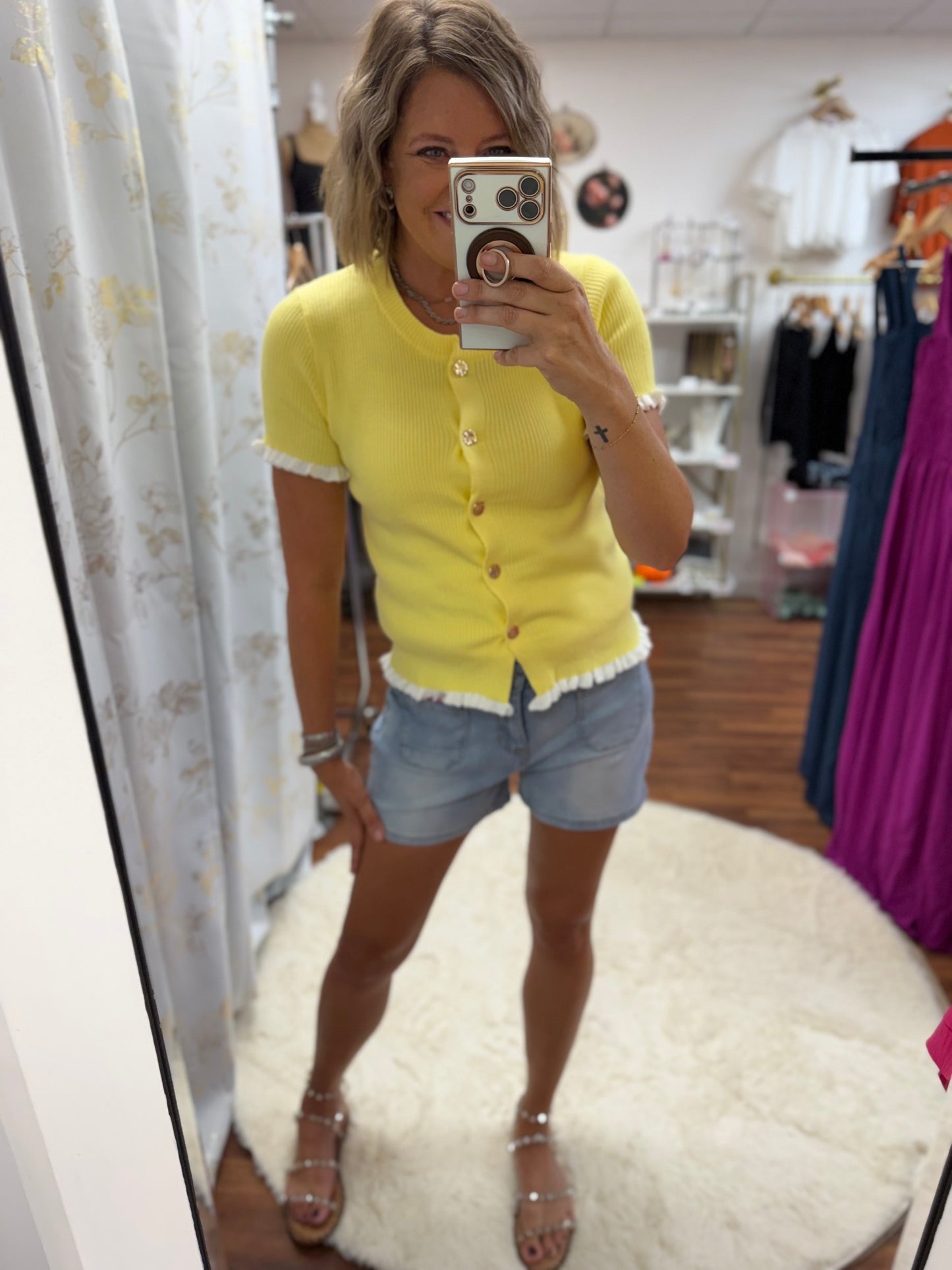 Yellow Frill Detail Sweater