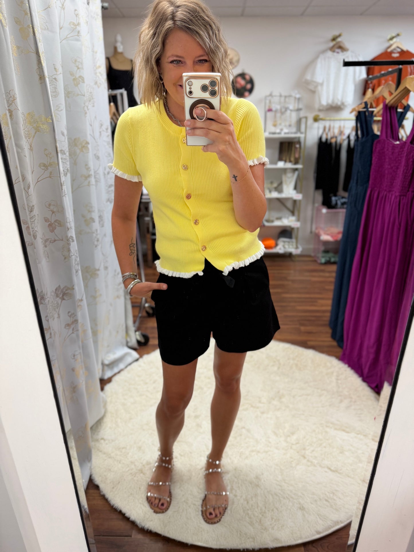 Yellow Frill Detail Sweater