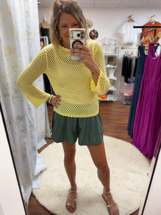 Yellow Crochet Scallop Top