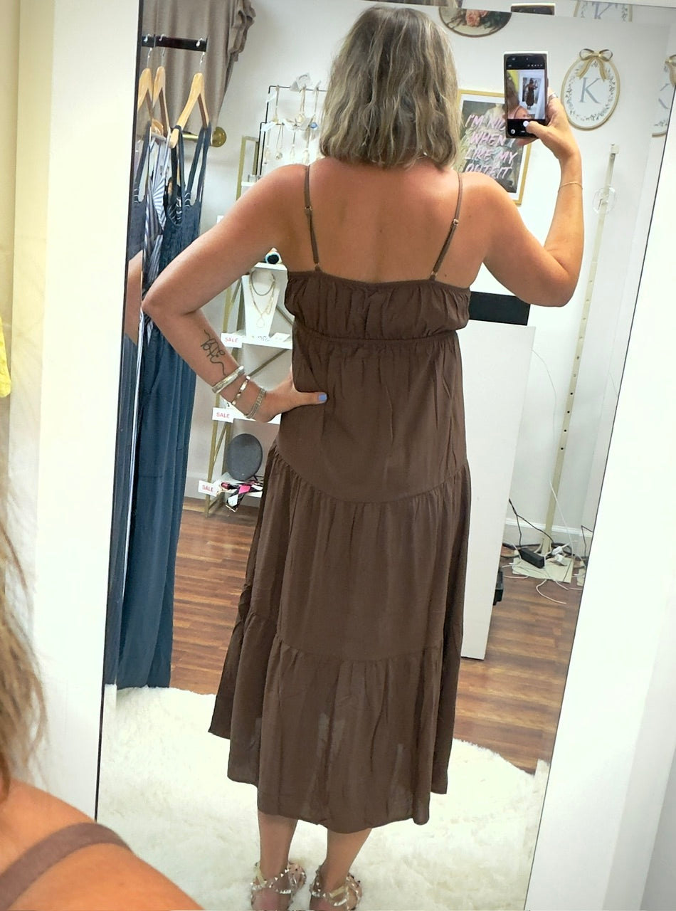 Brown Tiered Cami Dress