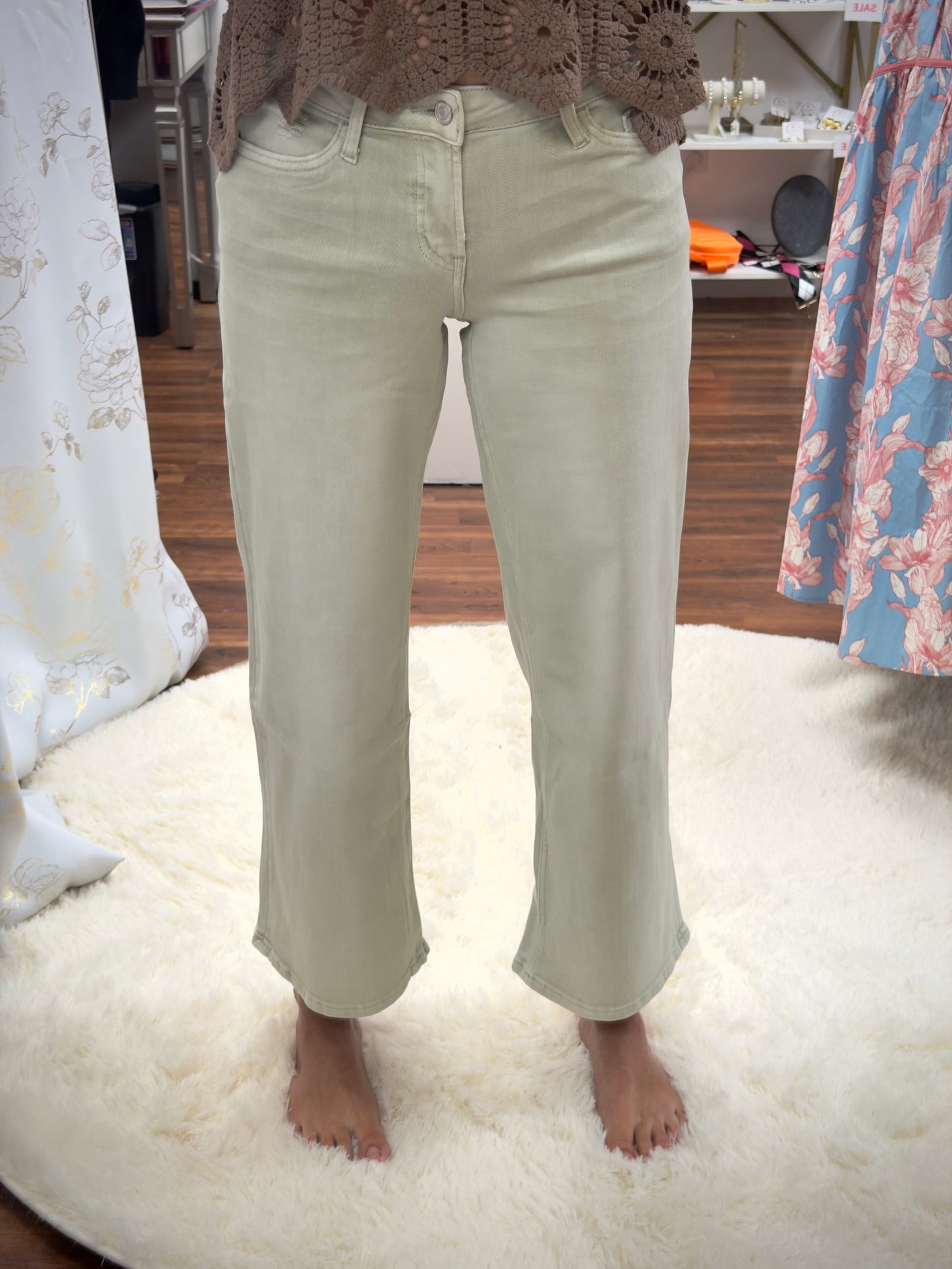 Vervet Low Rise Sage Green Jeans
