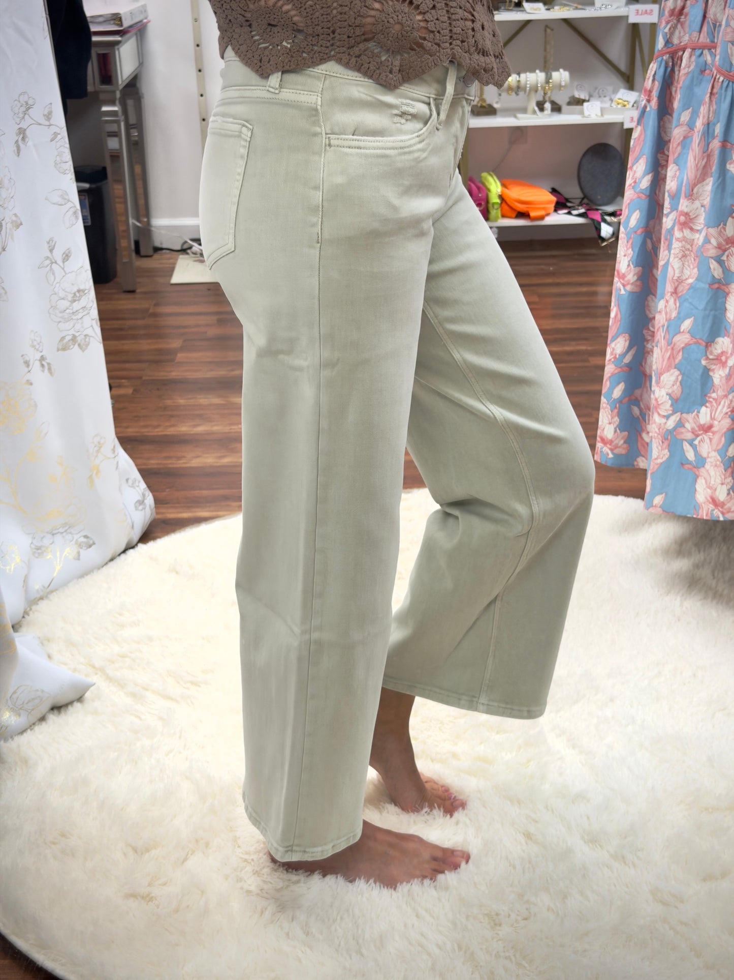 Vervet Low Rise Sage Green Jeans
