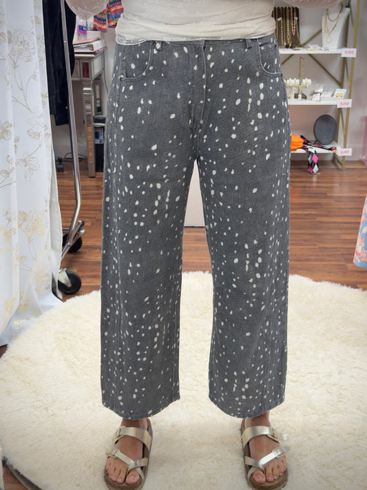 Animal Print Barrel Jeans