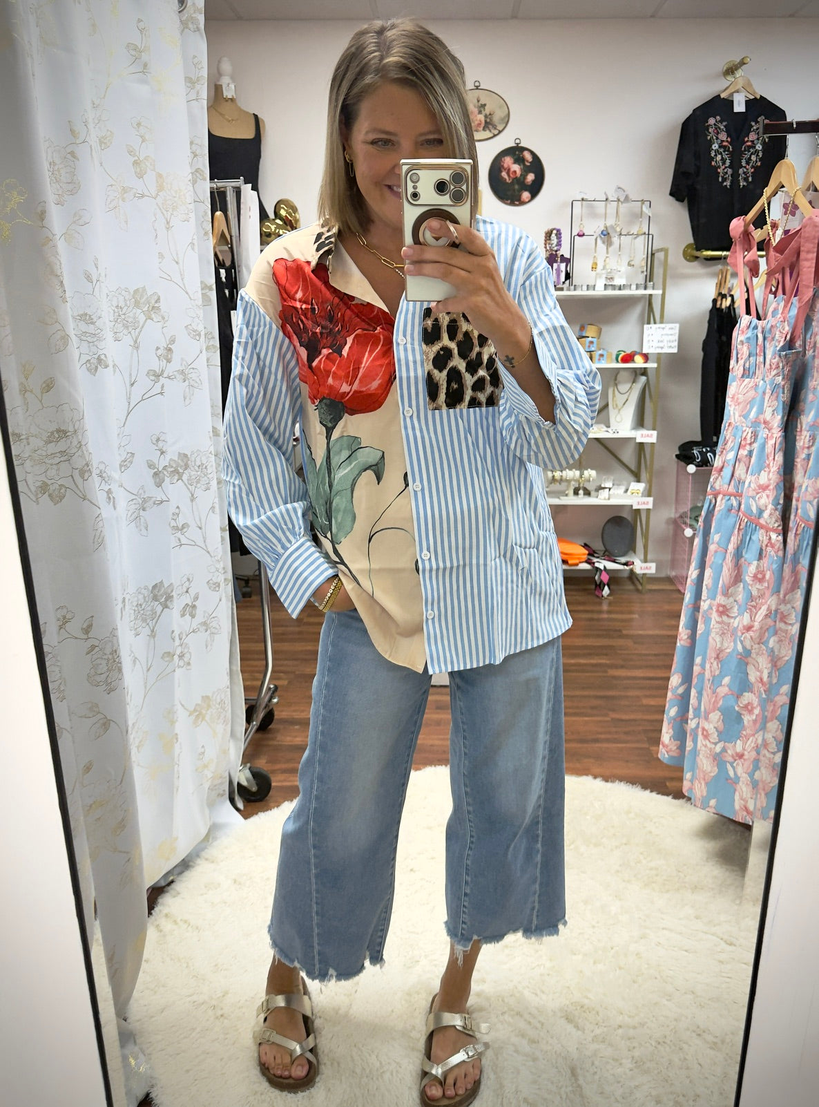 Floral Stripe & Patchwork Shirt