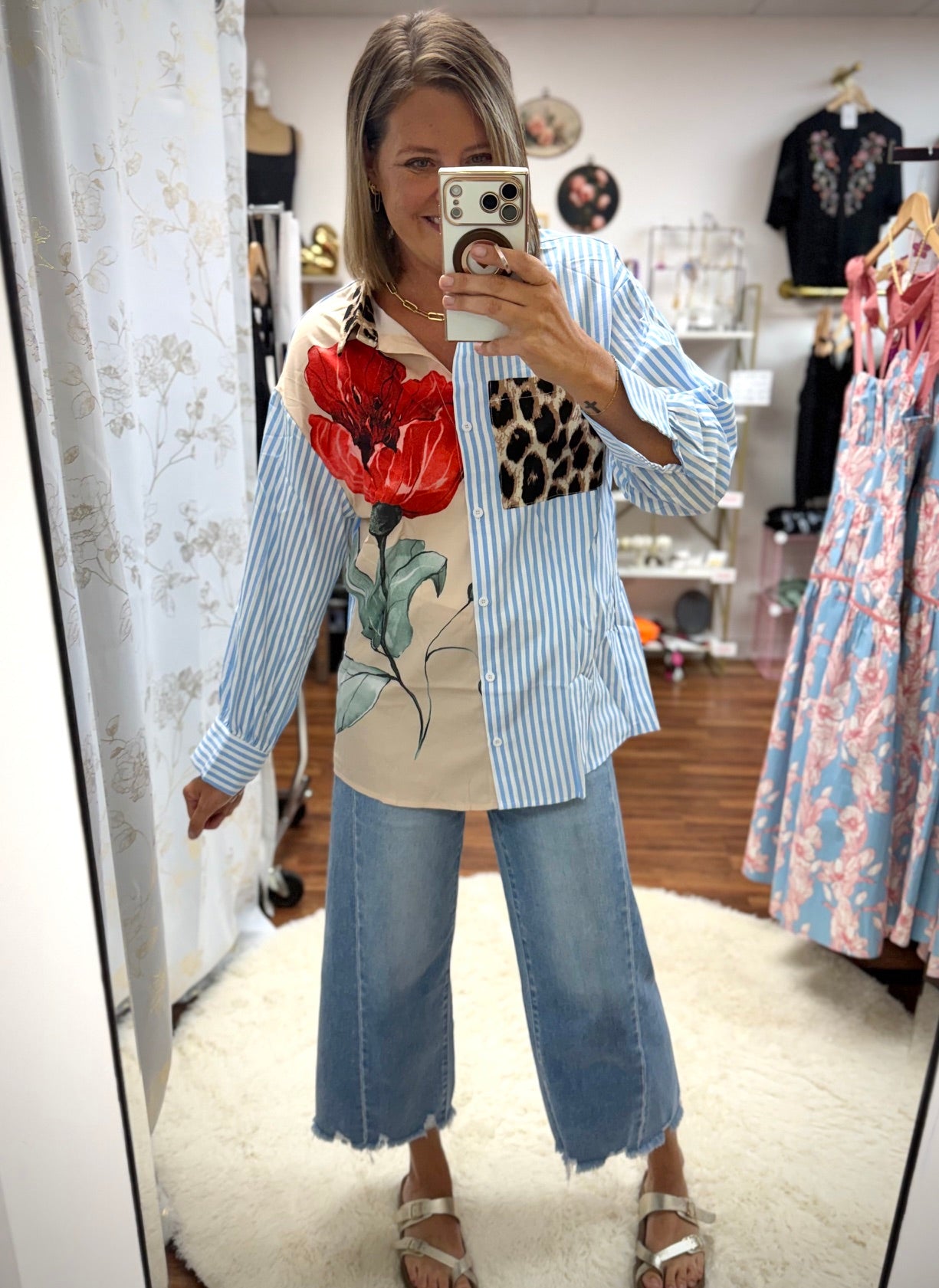 Floral Stripe & Patchwork Shirt