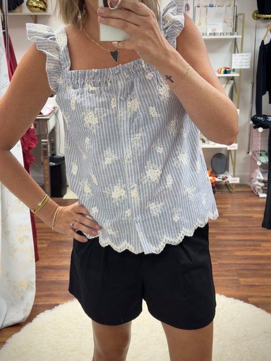 Sleeveless Embroidered Top
