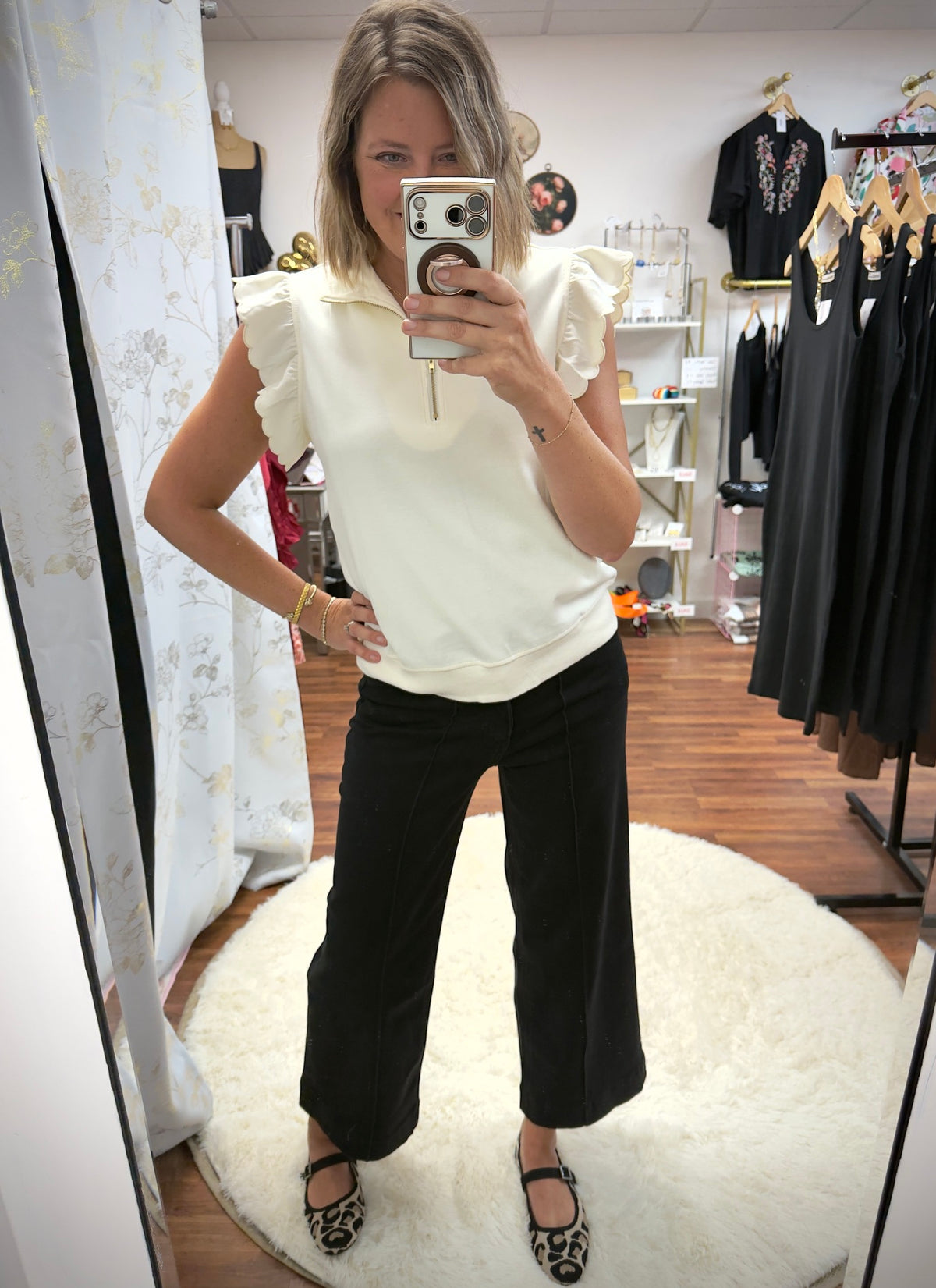 Zipped Up Ruffled Top