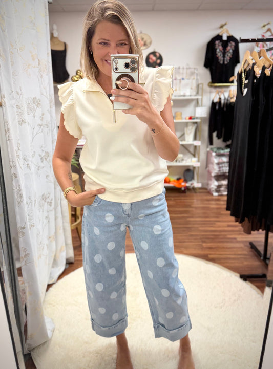 Playful Polka Dot Ankle Jeans
