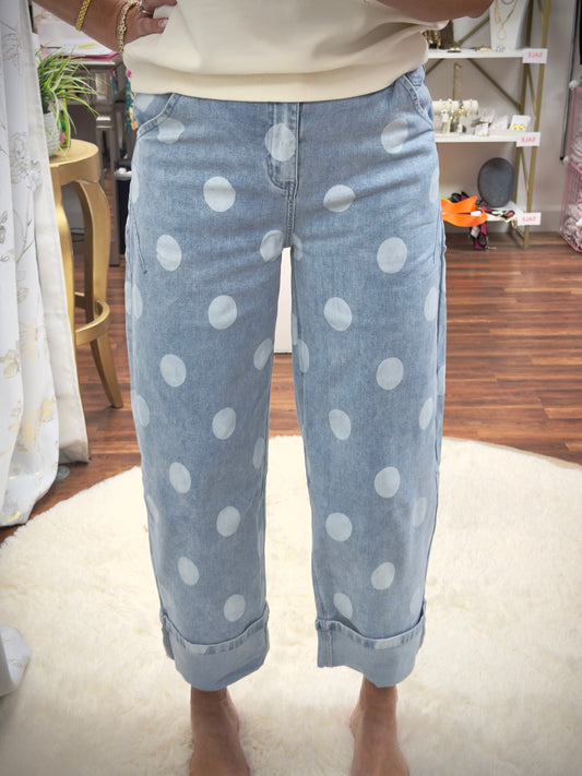 Playful Polka Dot Ankle Jeans