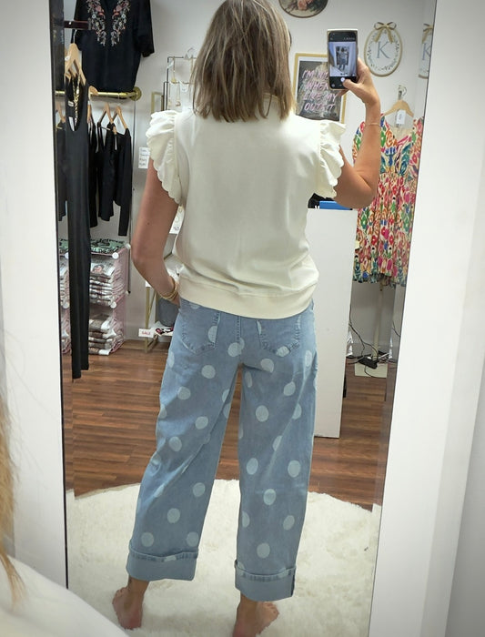 Playful Polka Dot Ankle Jeans