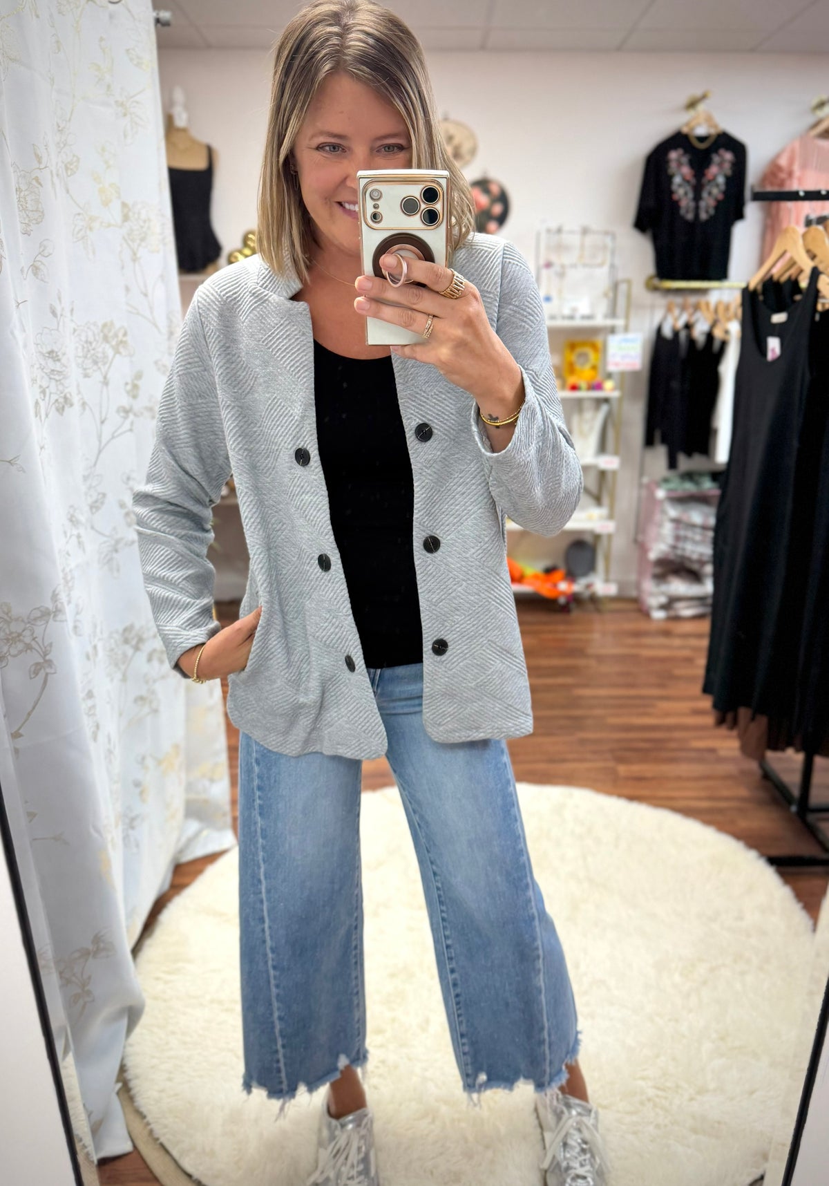 Grey Textured Blazer