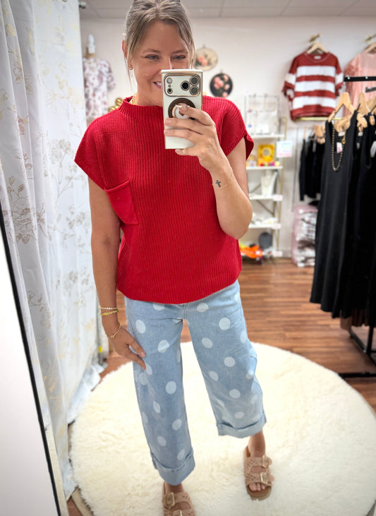 Mock Neck Ruby Sweater