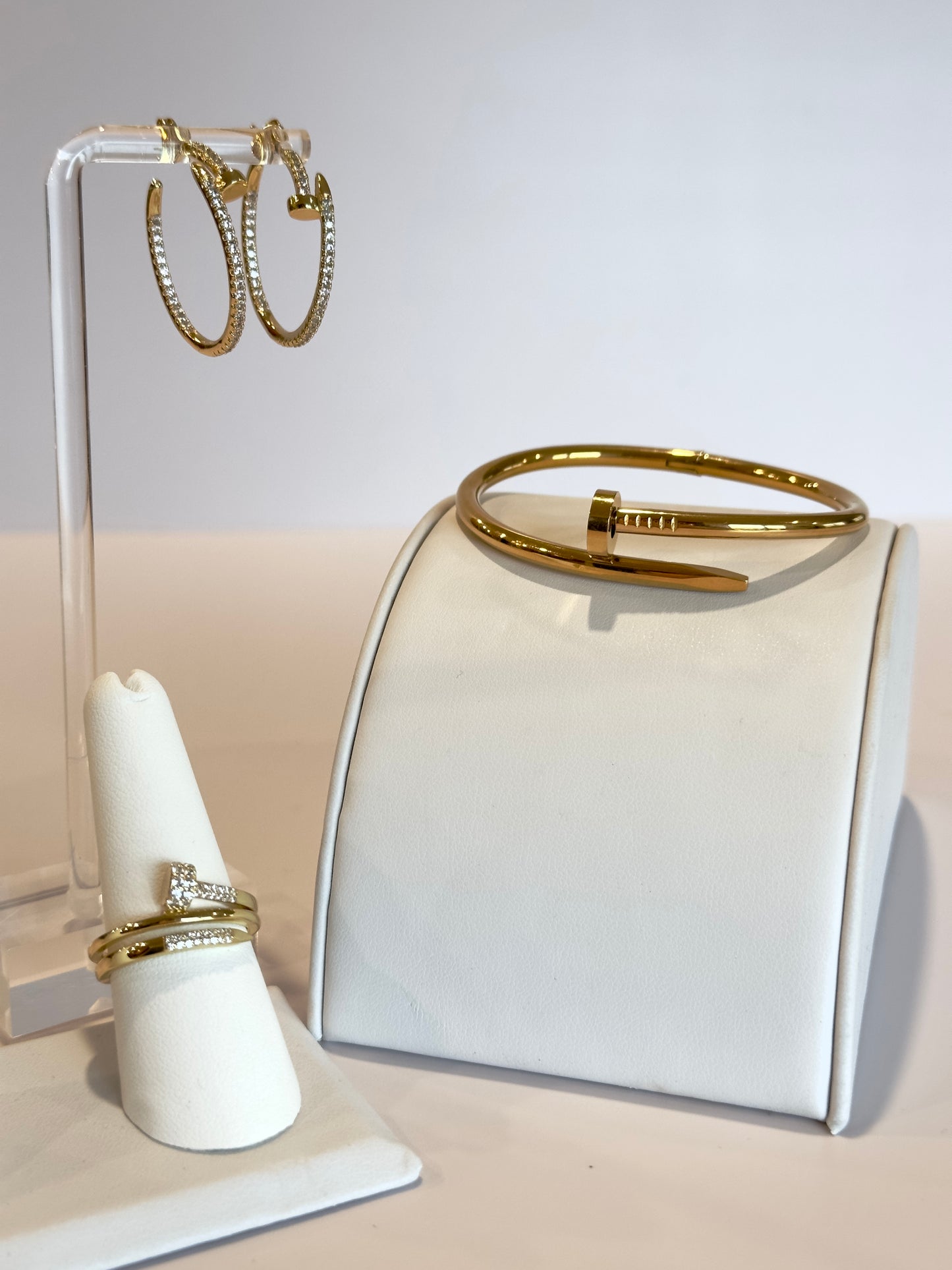 Diamond Nail Gold Hoop