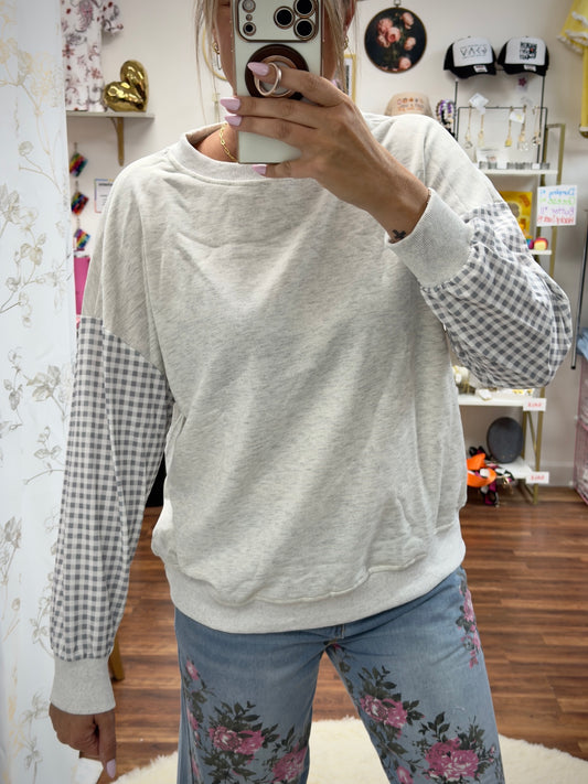 Gray Gingham Sweatshirt