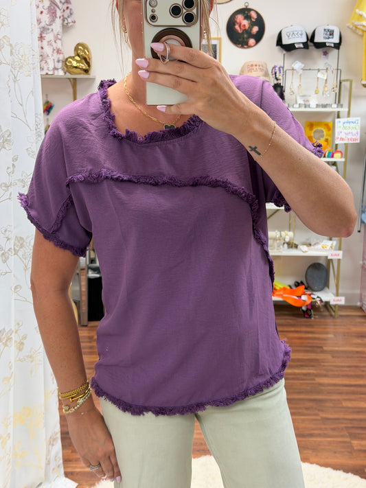 Purple Frayed Top