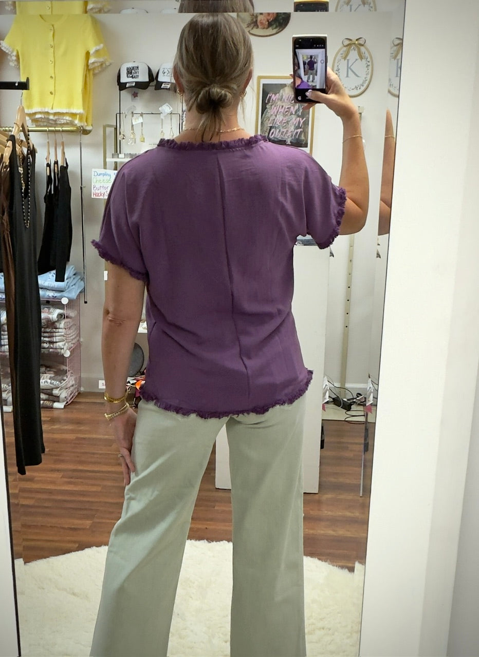 Purple Frayed Top